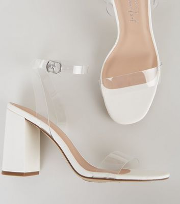Cindy - Transparent Low Bridal Heels / White – Prologue Shoes